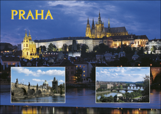 Pohled na Hradčany; Karlův most; Pražské mosty