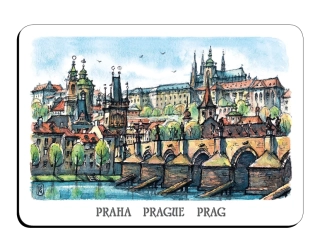 Praha Malá Strana s Karlovým mostem – akvarel